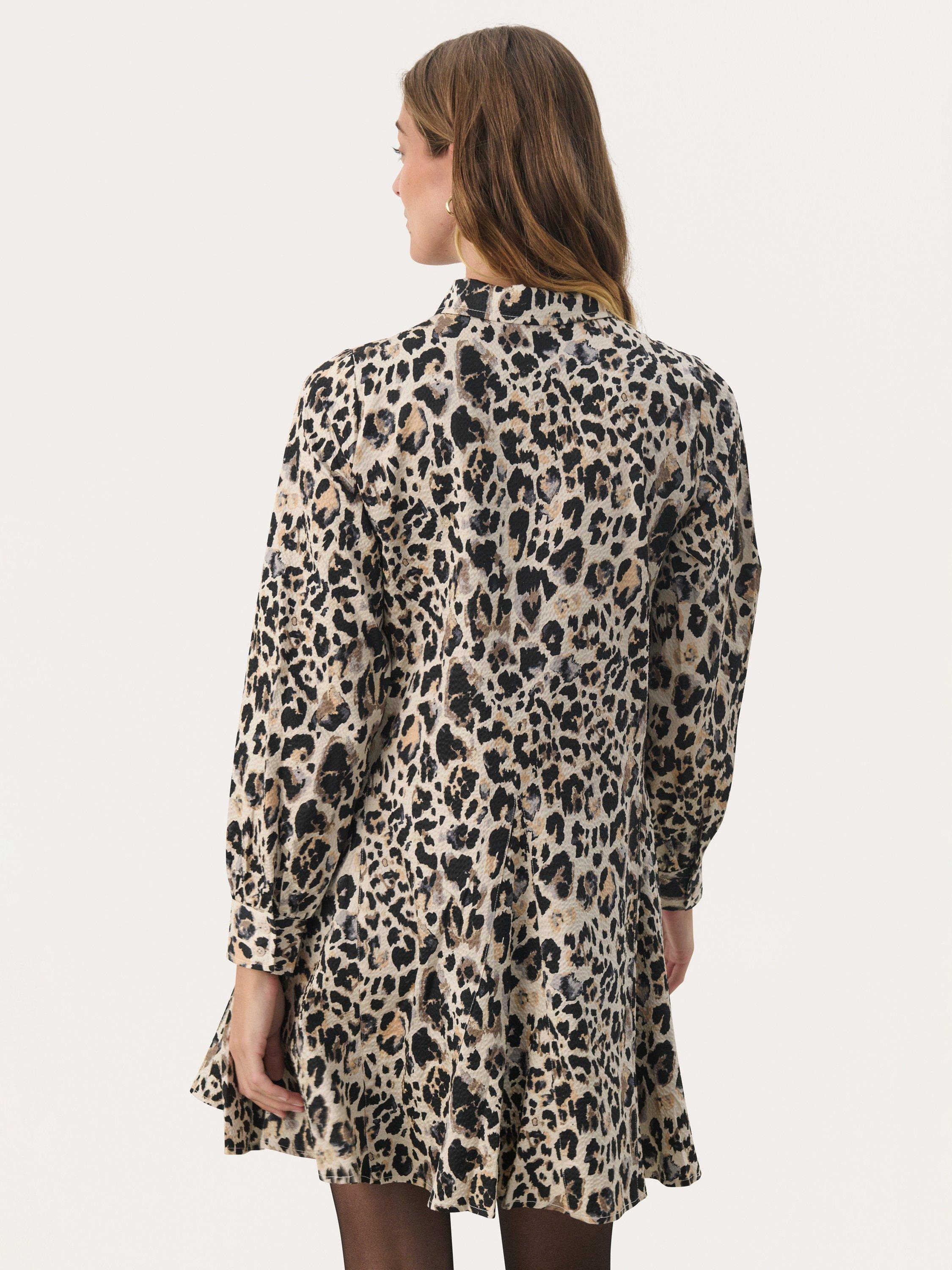Product image 2 of 6, which shows Part Two Esilya Leopard Print Mini Shirt Dress, Multi, 8