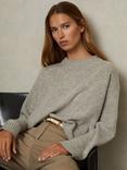 Reiss Elena Wool Cashmere Blend Crew Jumper, Grey Marl