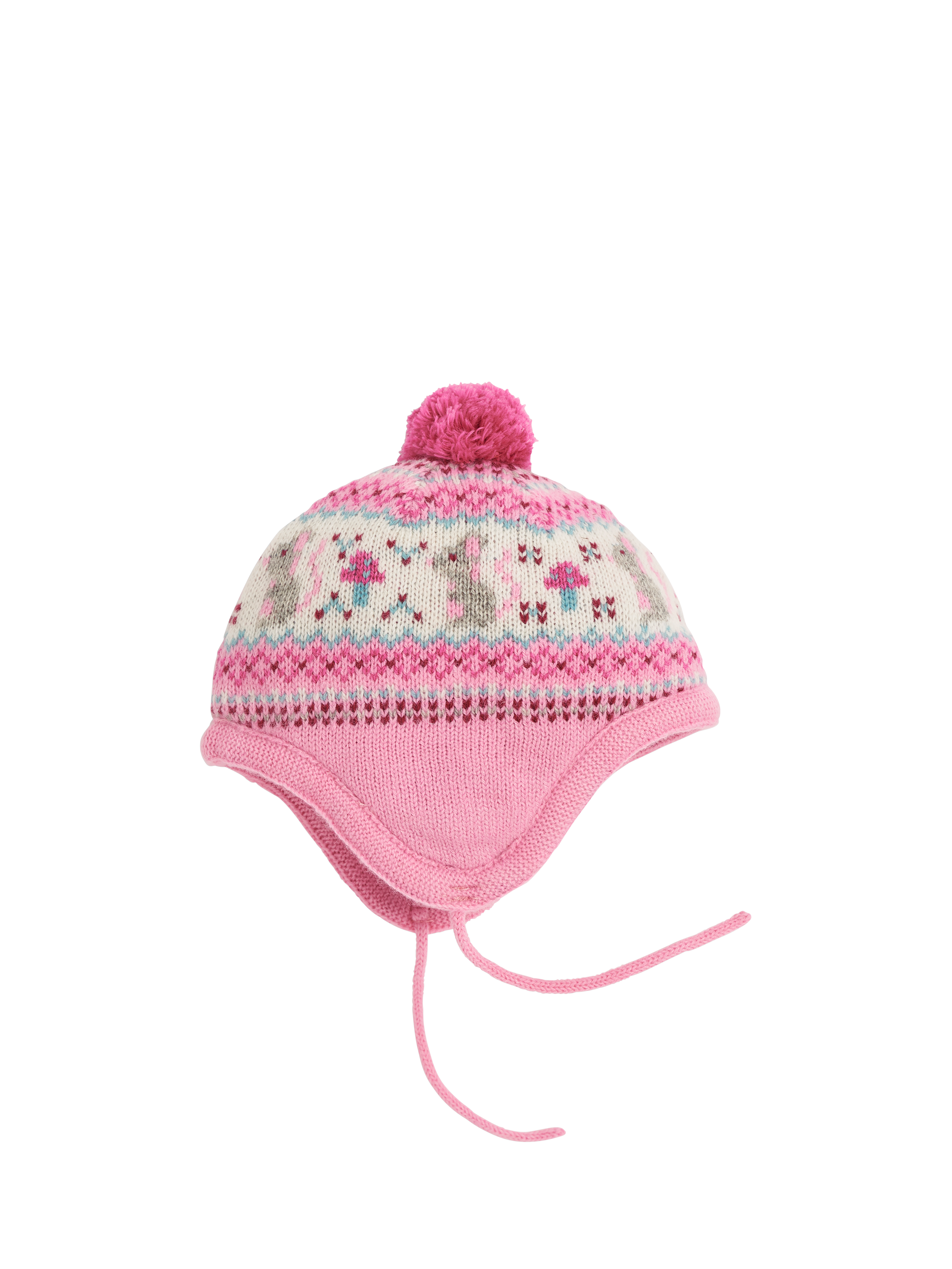 JoJo Maman Bébé Kids' Mouse Fair Isle Hat, Pink/Multi