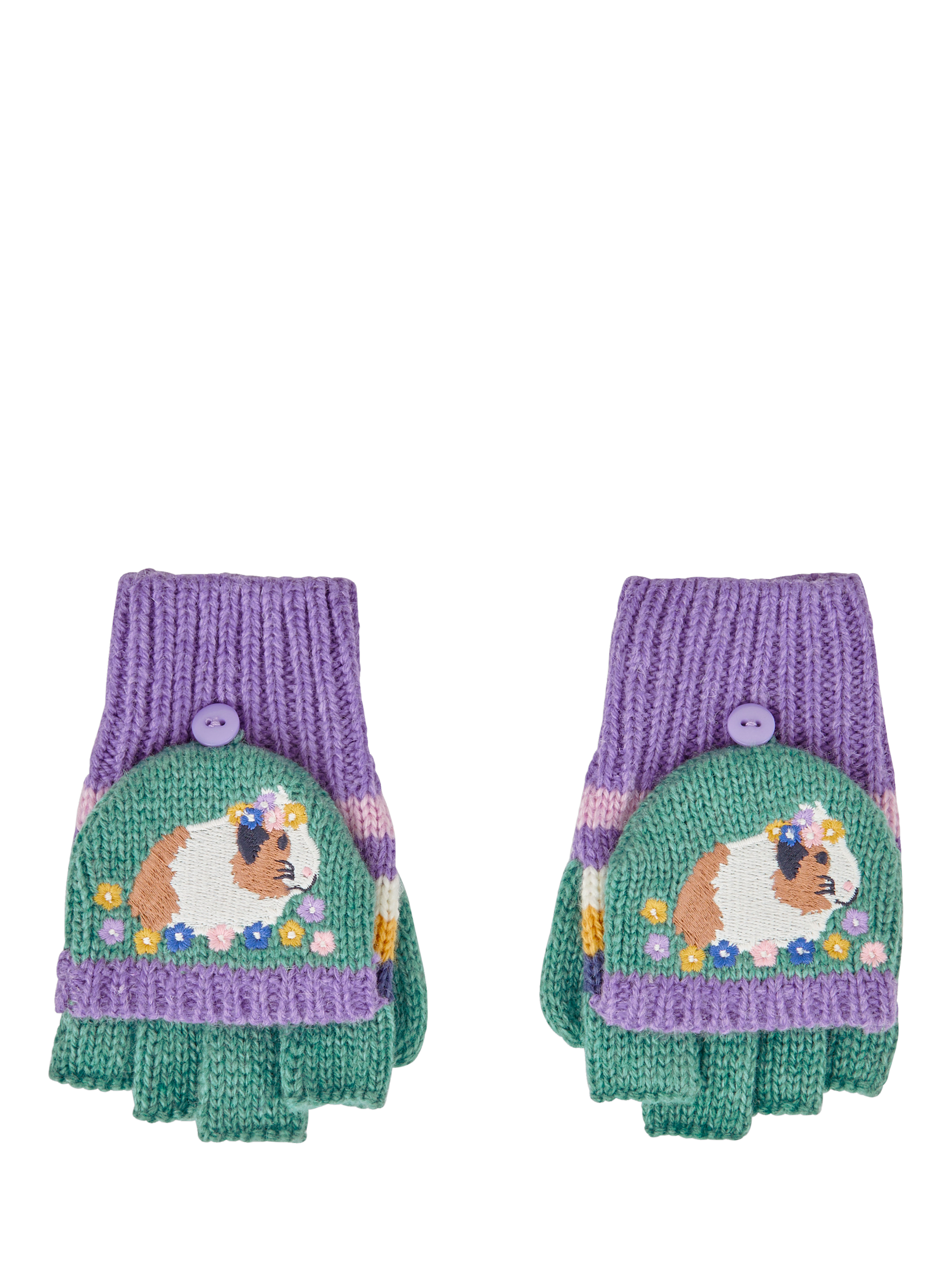 JoJo Maman Bébé Kids' Guinea Pig Stripe Gloves, Green/Multi