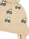 JoJo Maman Bébé Kids' Tractor Embroidered Hat, Beige/Multi