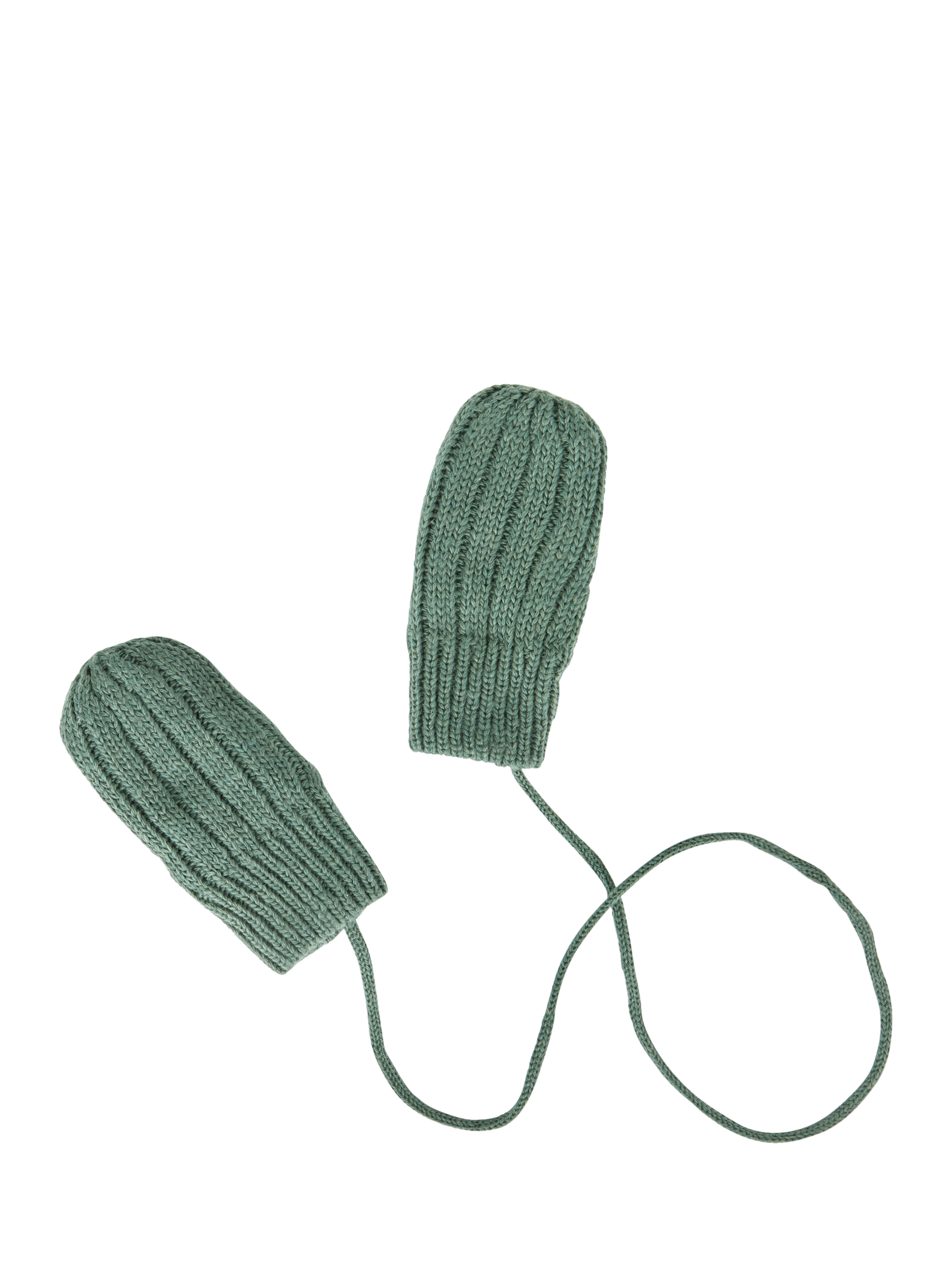 JoJo Maman Bébé Kids' Chunky Knit Stringed Mittens, Khaki