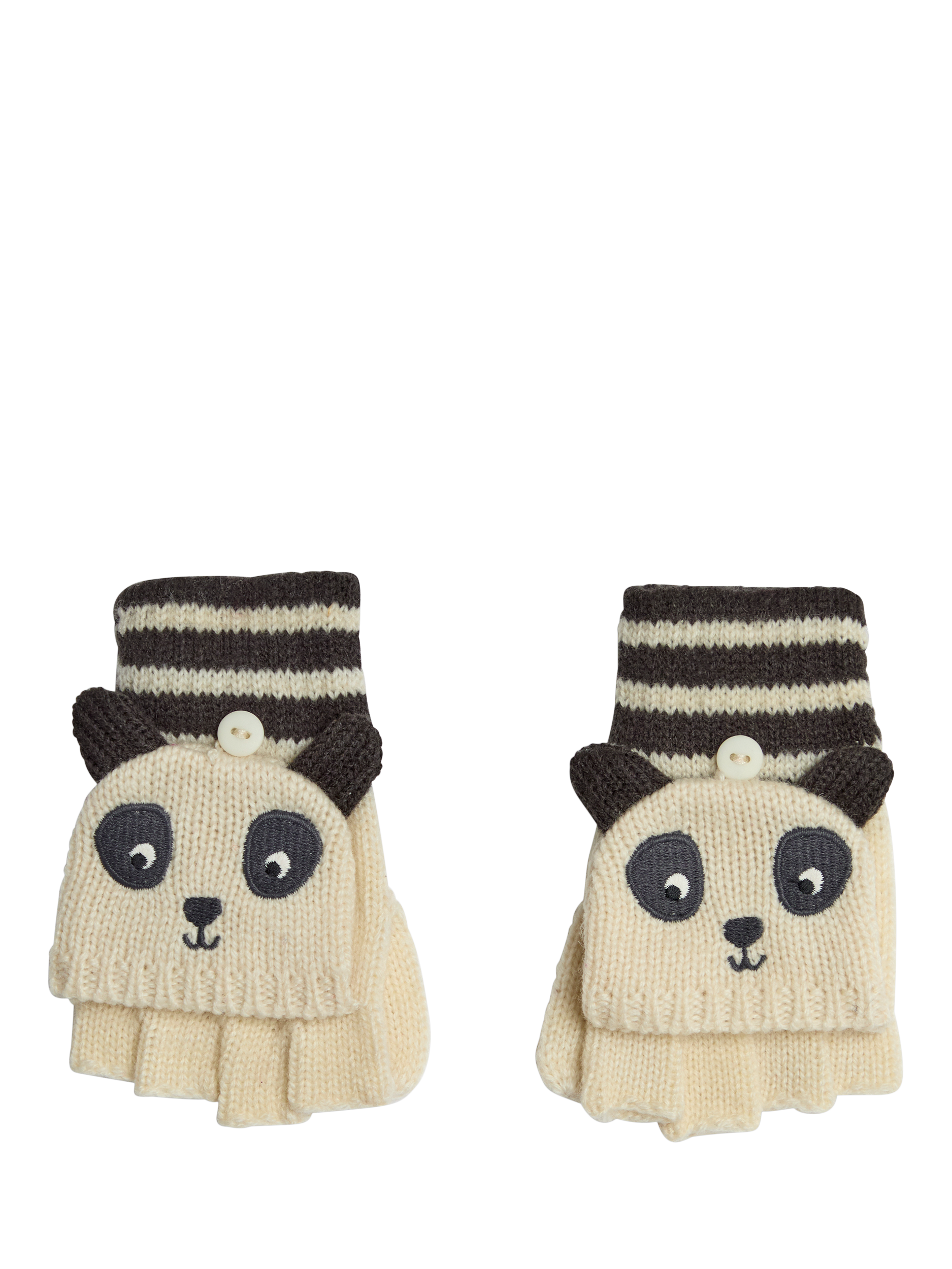 JoJo Maman Bébé Kids' Panda Novelty Gloves, Cream/Gloves