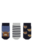 JoJo Maman Bébé Kids' Highland Cow Socks, Pack of 3, Navy/Multi