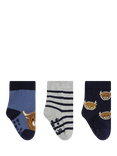 JoJo Maman Bébé Kids' Highland Cow Socks, Pack of 3, Navy/Multi