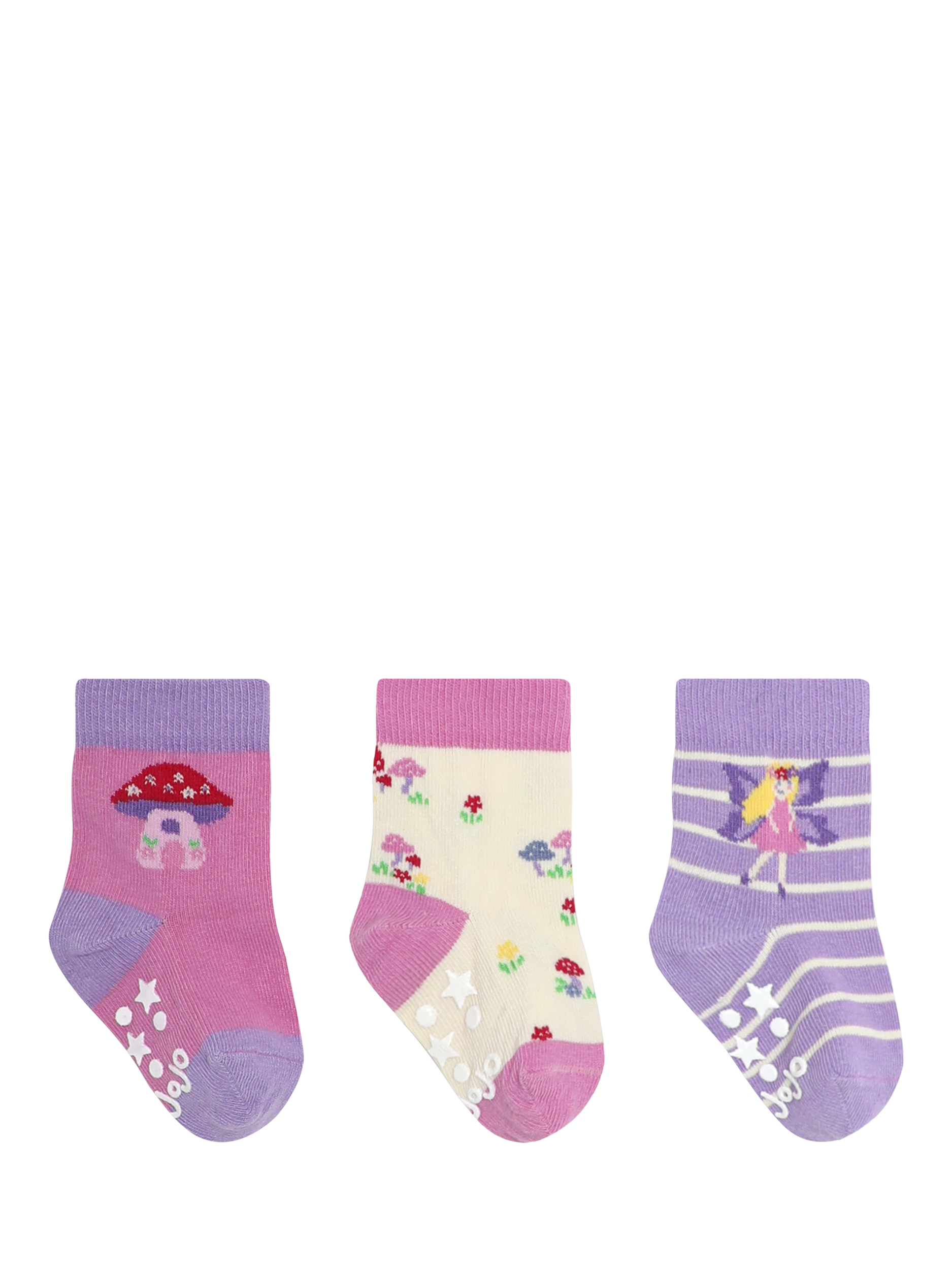 JoJo Maman Bébé Kids' Fairy Socks, Pack of 3, Pink/Multi