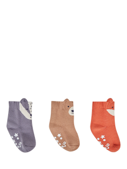 JoJo Maman Bébé Kids' Woodland Animal Socks, Pack of 3, Multi - view 2, Multi