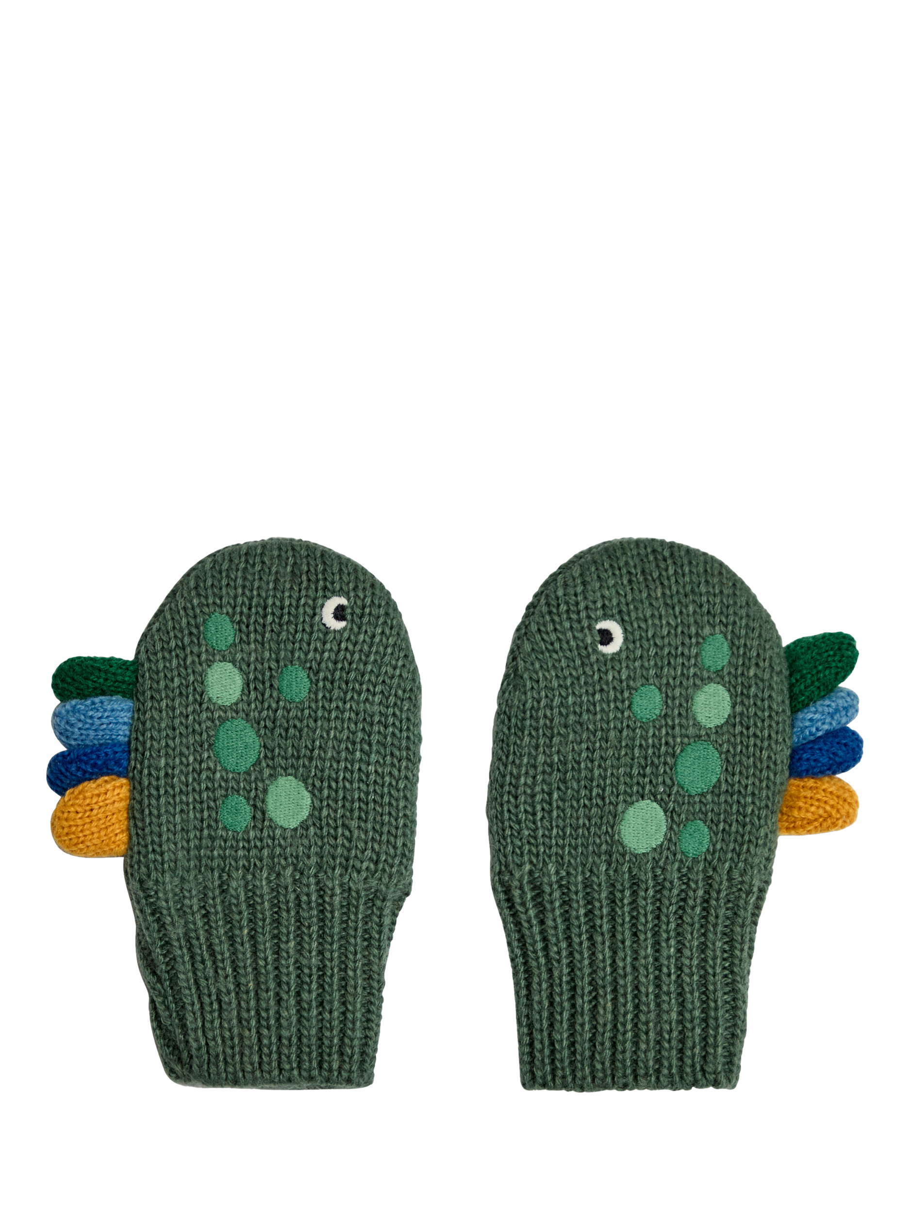 JoJo Maman Bébé Kids' Dinosaur Novelty Mittens, Green