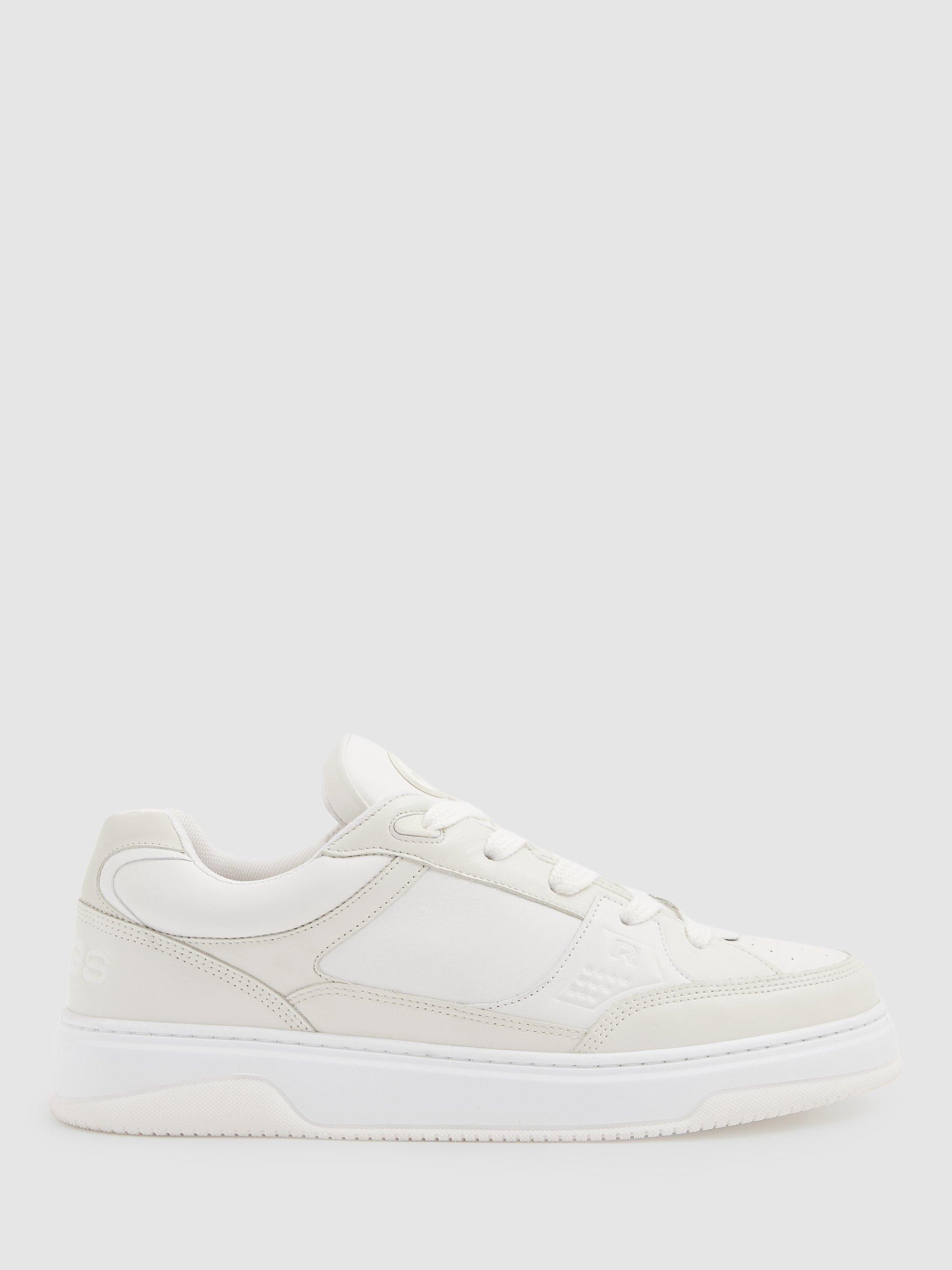 Product image 1 of 4, which shows Reiss Alvar Leather Chunky Trainers, White, 7