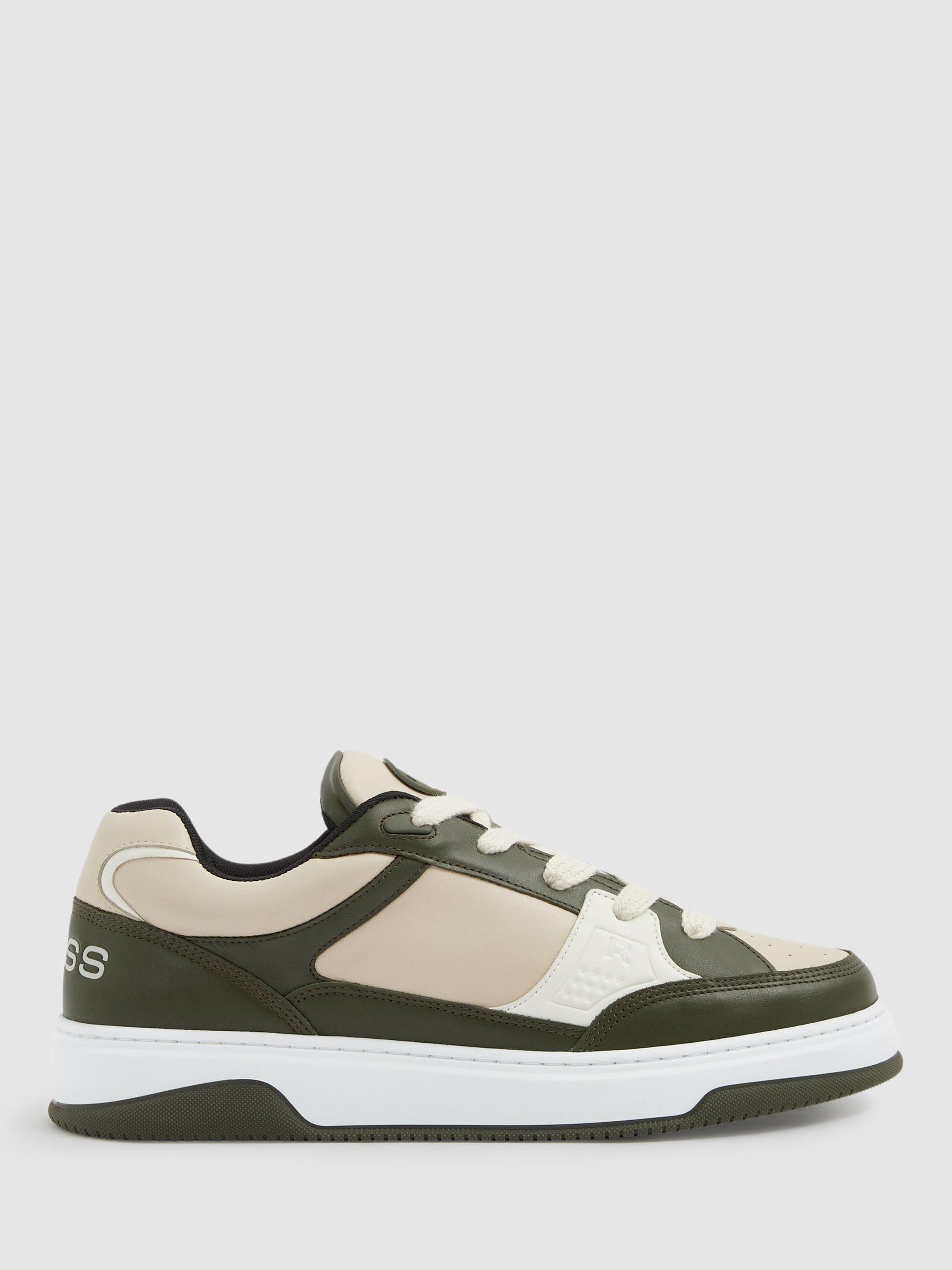 Reiss Alvar Leather Chunky Trainers, Green