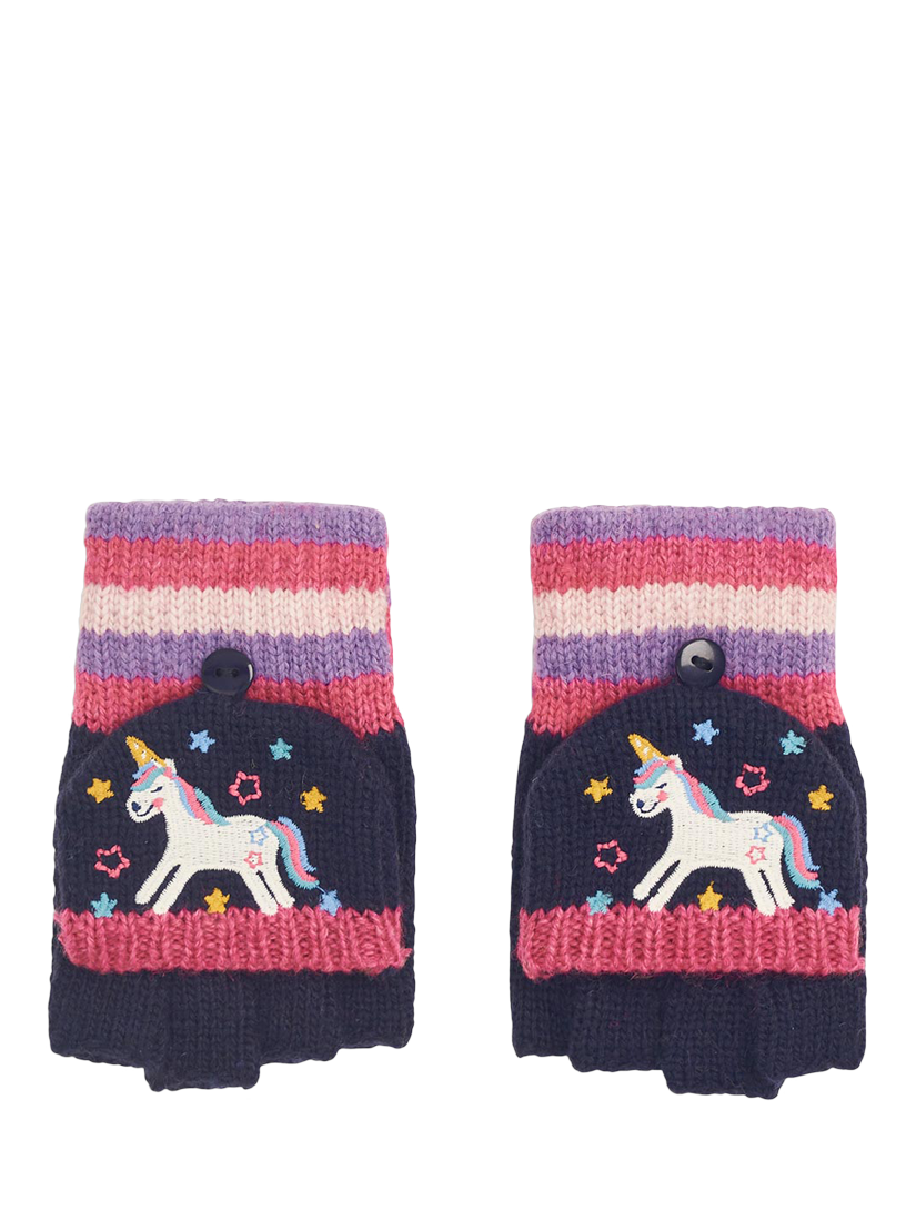 JoJo Maman Bébé Kids' Unicorn Embroidered Gloves, Navy