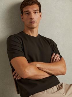 Reiss Bradley Short Sleeve Interlock Crew T-Shirt, Chocolate Brown