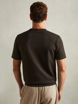 Reiss Bradley Short Sleeve Interlock Crew T-Shirt - view 2, Chocolate Brown