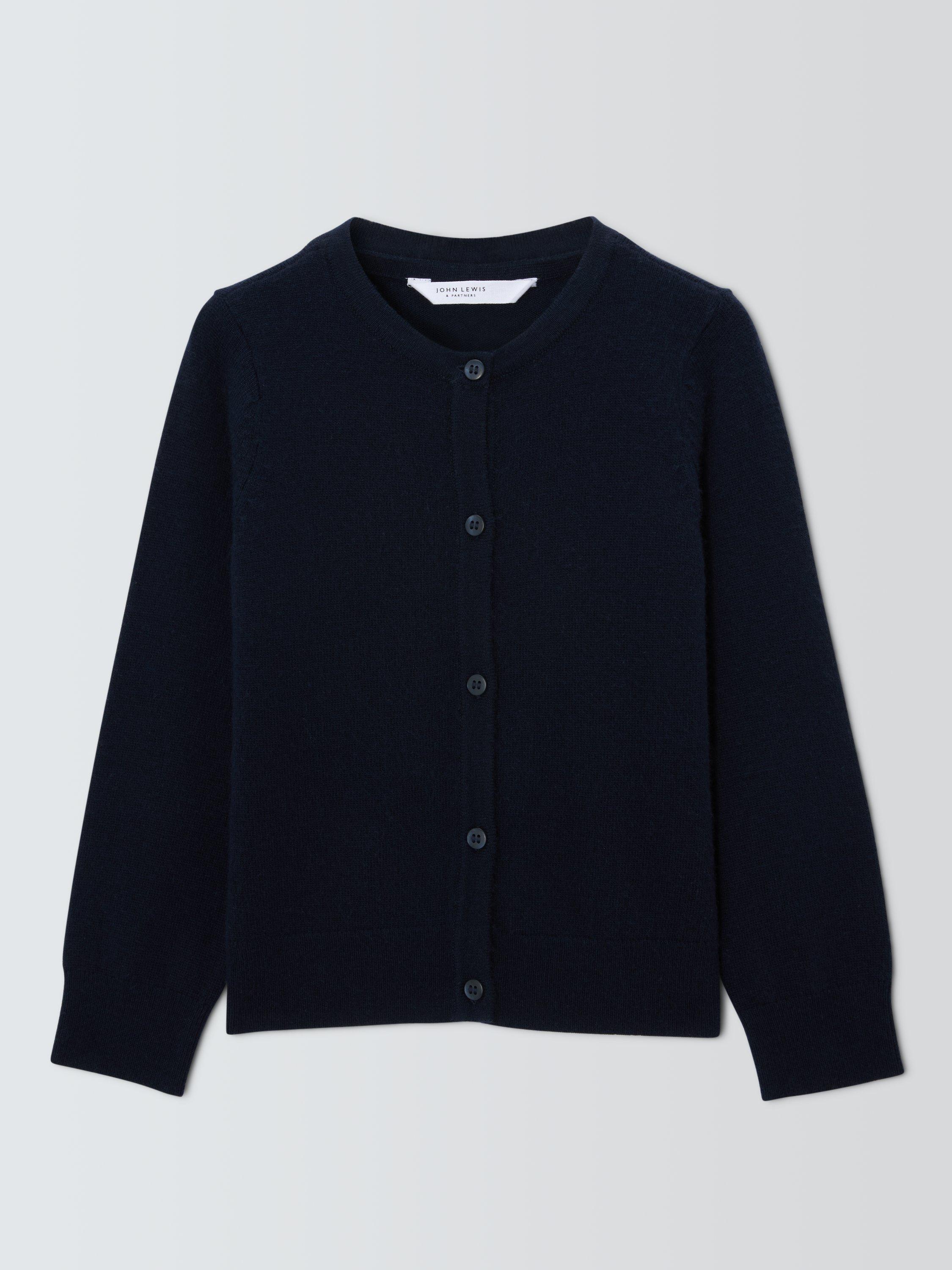 Product image 3 of 6, which shows John Lewis Kids' Round Neck Cardigan, Blue, 2 years