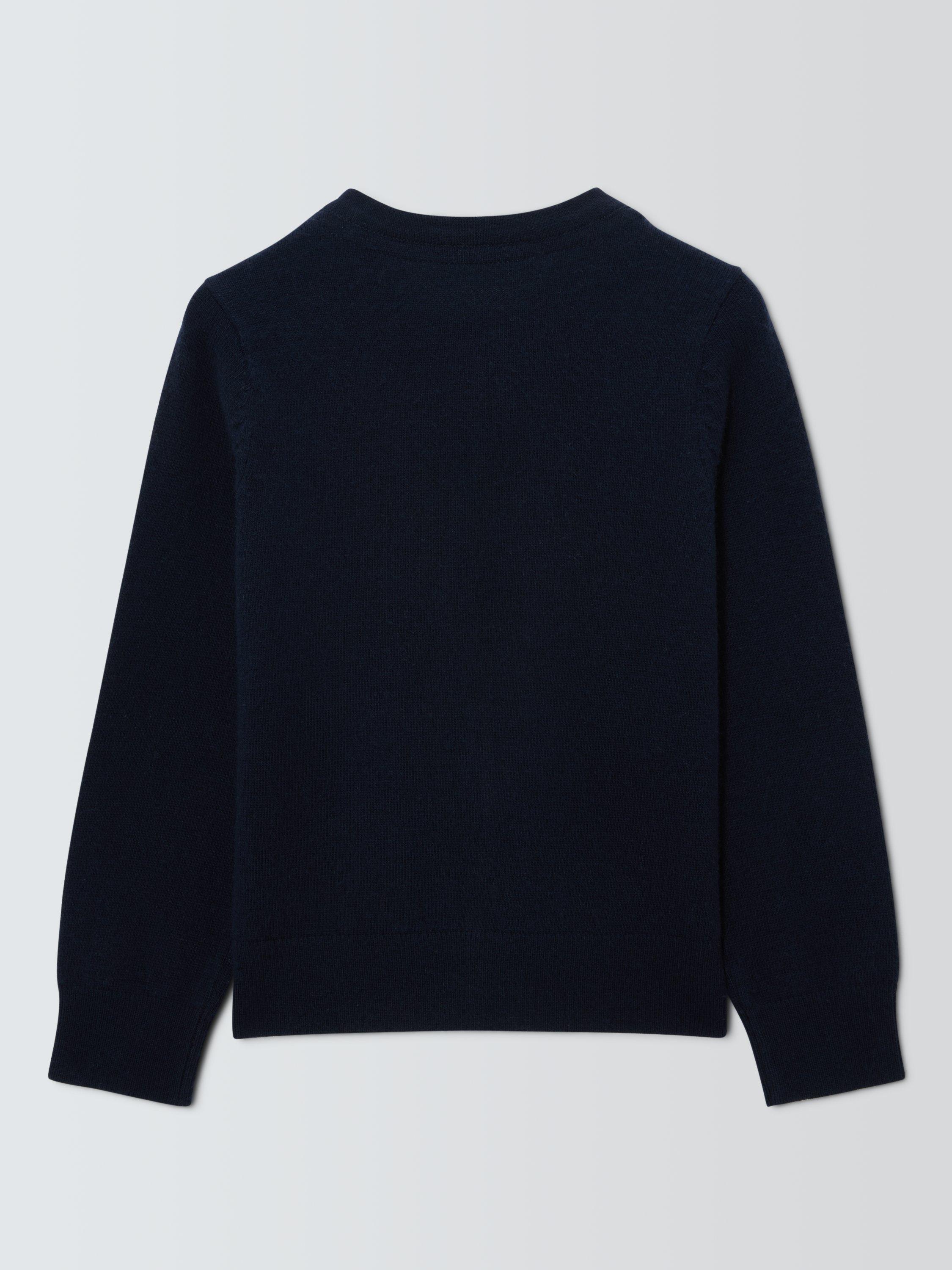 Product image 4 of 6, which shows John Lewis Kids' Round Neck Cardigan, Blue, 2 years