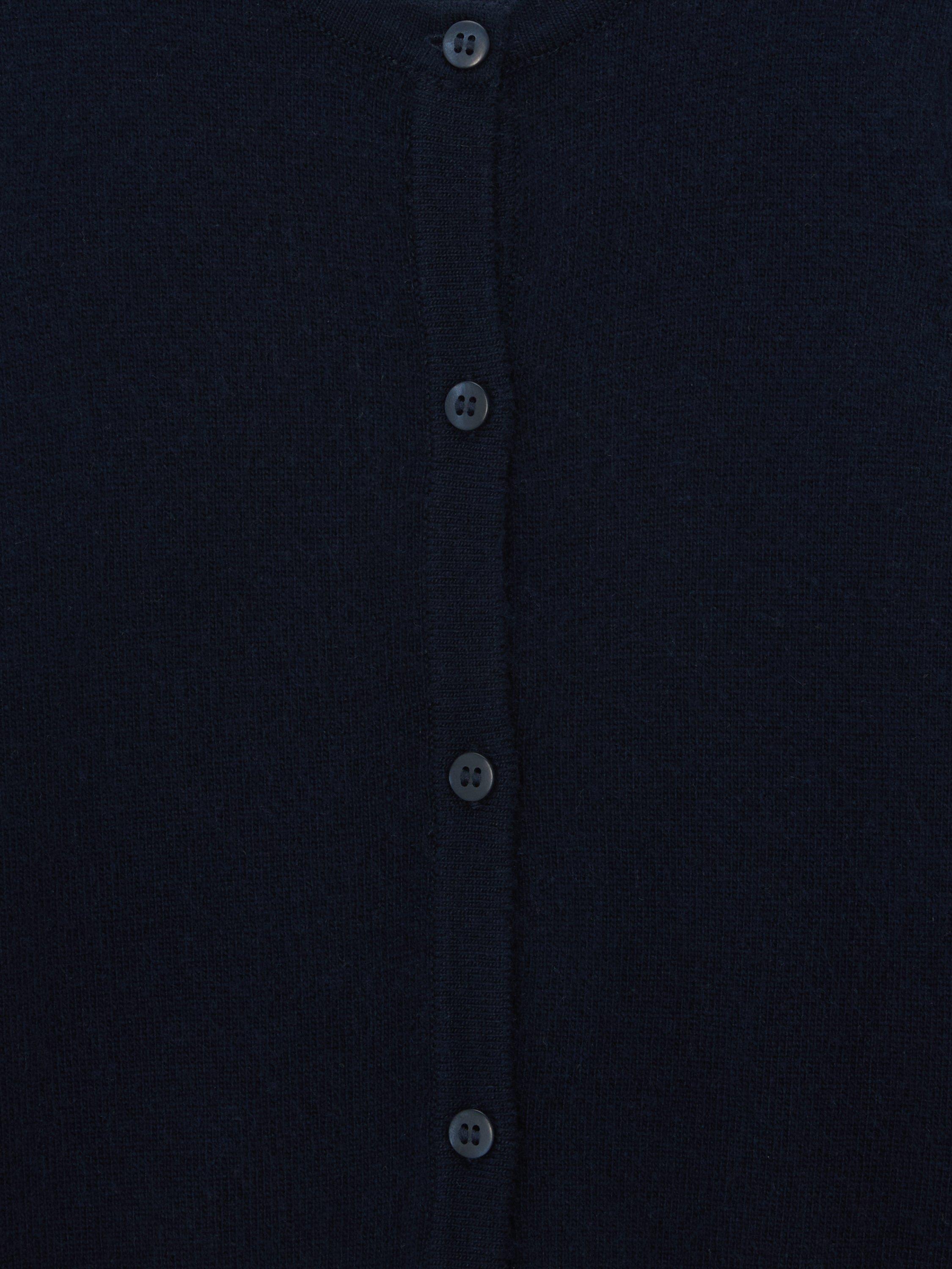 Product image 5 of 6, which shows John Lewis Kids' Round Neck Cardigan, Blue, 2 years