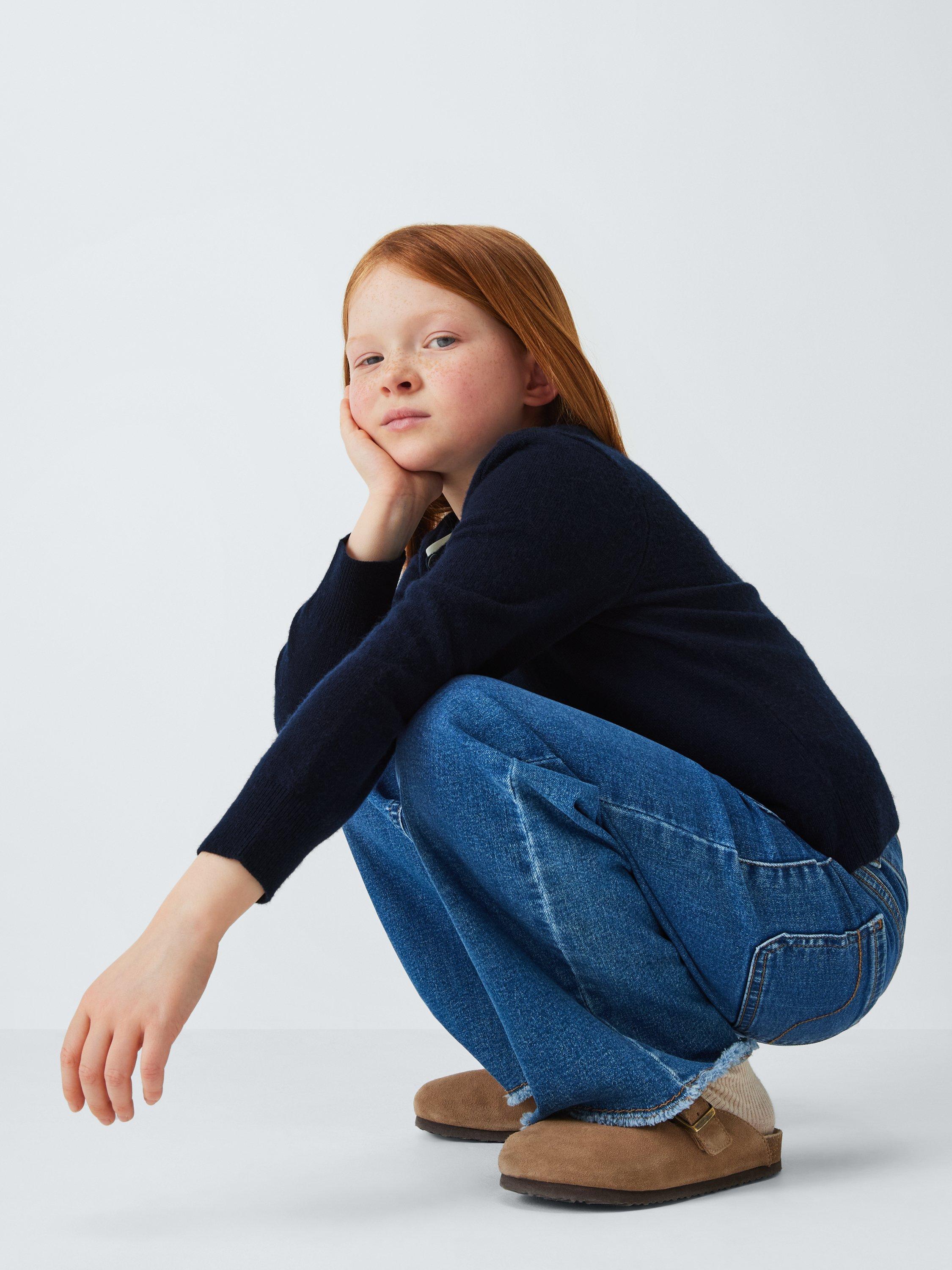 Product image 6 of 6, which shows John Lewis Kids' Round Neck Cardigan, Blue, 2 years