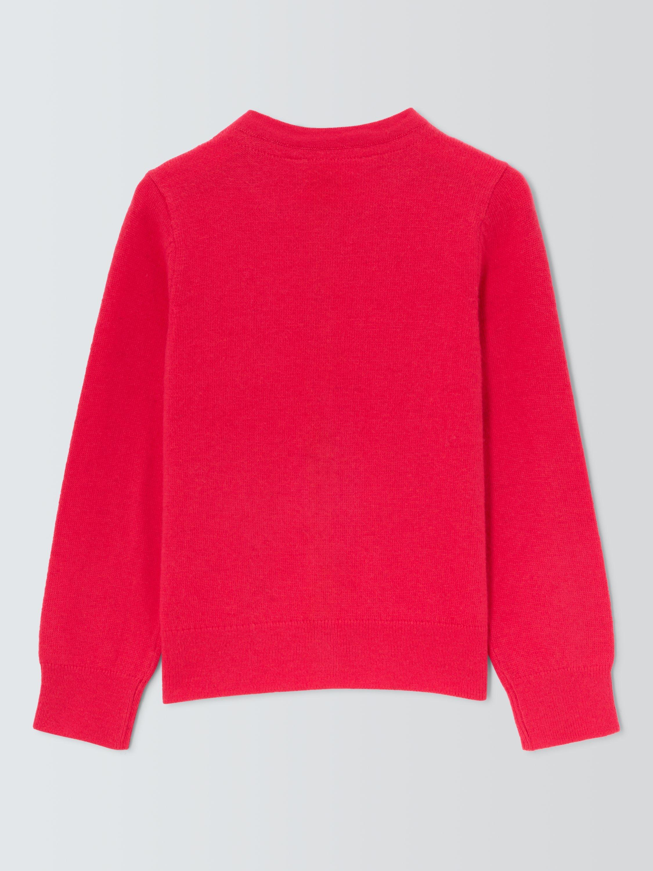 Product image 6 of 6, which shows John Lewis Kids' Round Neck Cardigan, Red, 3 years