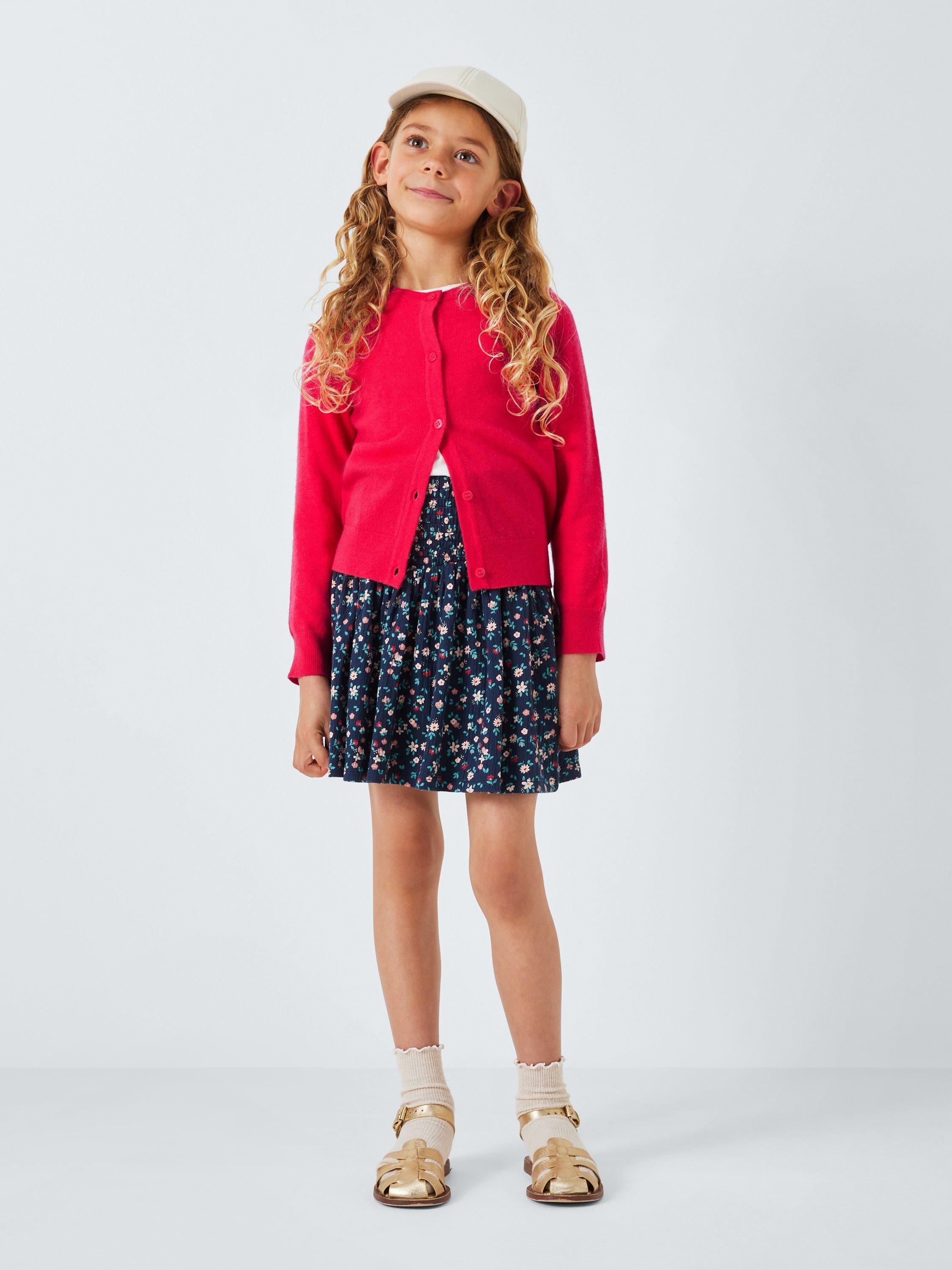 Product image 2 of 6, which shows John Lewis Kids' Round Neck Cardigan, Red, 3 years