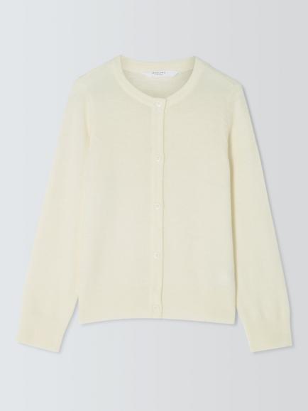 John Lewis Kids' Round Neck Cardigan - view 2, White