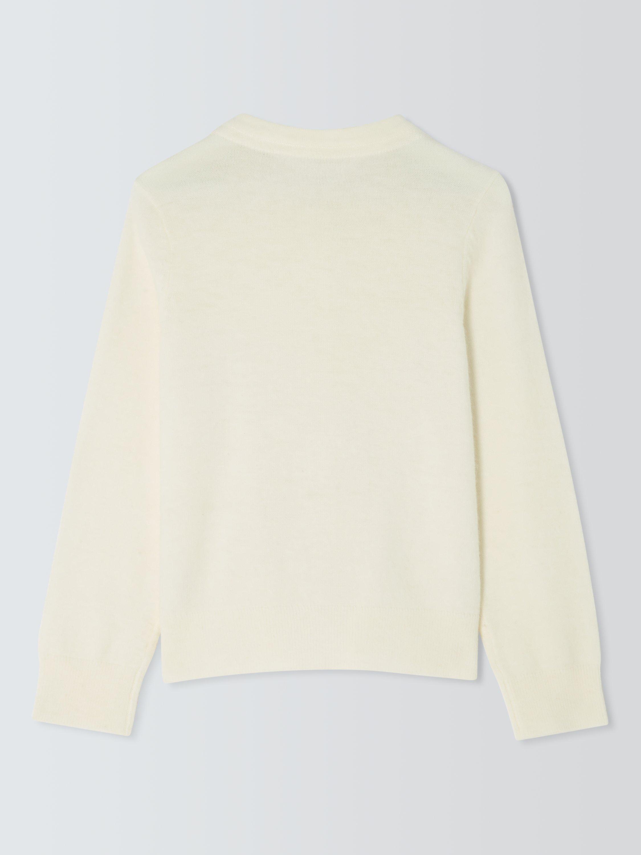 Product image 7 of 7, which shows John Lewis Kids' Round Neck Cardigan, White, 2 years