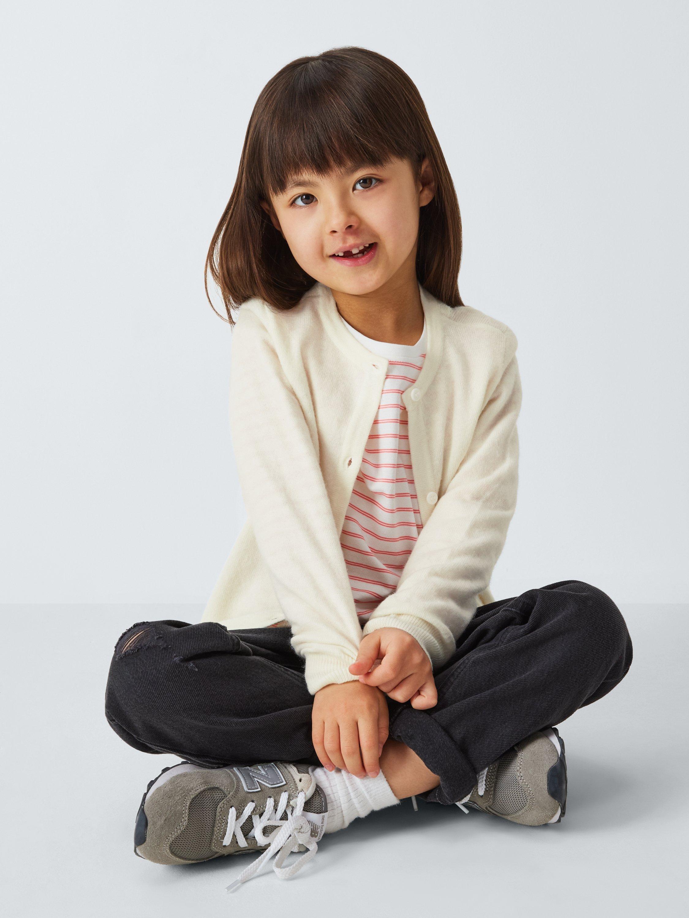 Product image 4 of 7, which shows John Lewis Kids' Round Neck Cardigan, White, 2 years