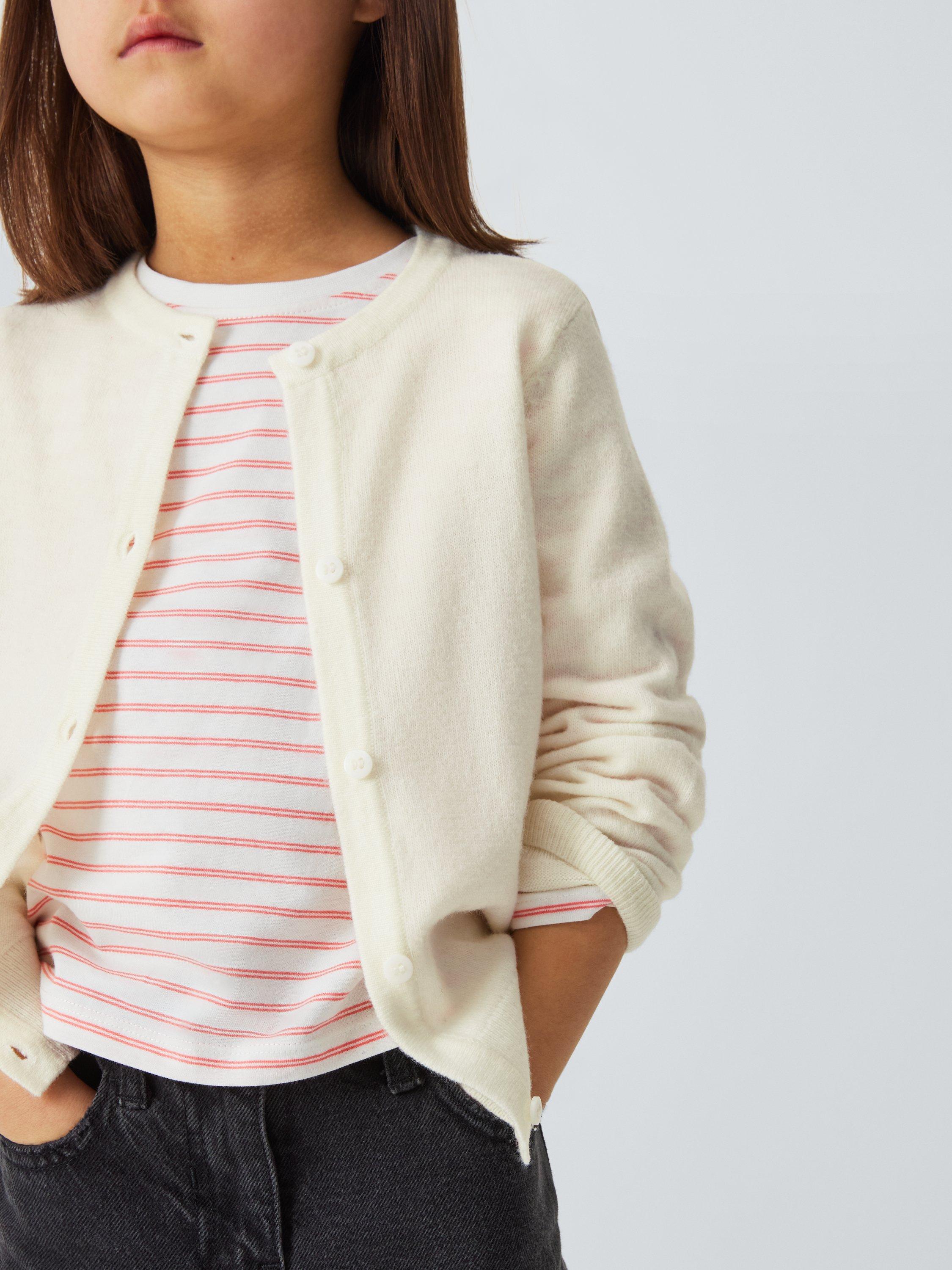 Product image 6 of 7, which shows John Lewis Kids' Round Neck Cardigan, White, 2 years