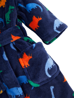 JoJo Maman Bébé Kids' Dinosaur Print Dressing Gown, Navy/Multi - view 2, Navy/Multi