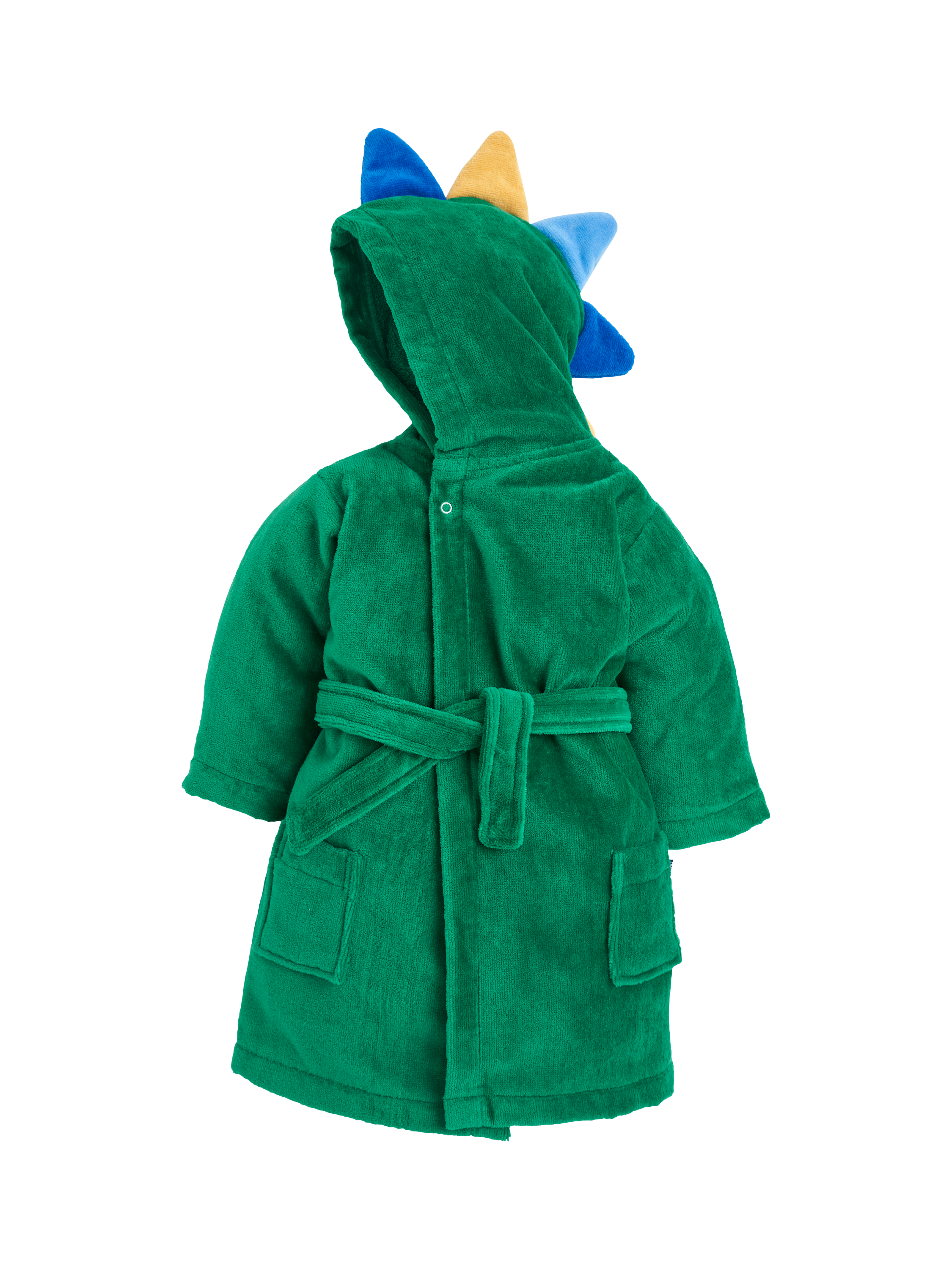 Product image 1 of 3, which shows JoJo Maman Bébé Kids' Dinosaur Towelling Robe, Green, 6-12 months