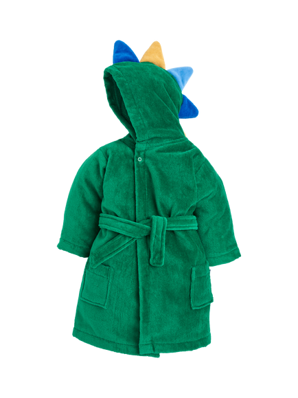 JoJo Maman Bébé Kids' Dinosaur Towelling Robe, Green, Green