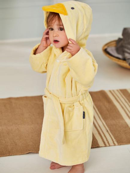 JoJo Maman Bébé Kids' Duck Towelling Robe, Yellow, Yellow