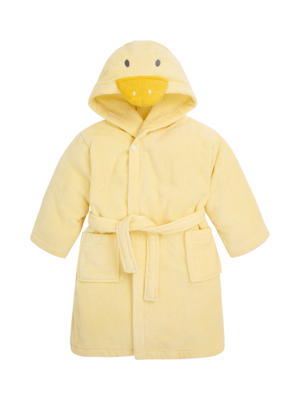 JoJo Maman Bébé Kids' Duck Towelling Robe, Yellow - view 2, Yellow