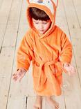 JoJo Maman Bébé Kids' Fox Cotton Towelling Robe, Rust