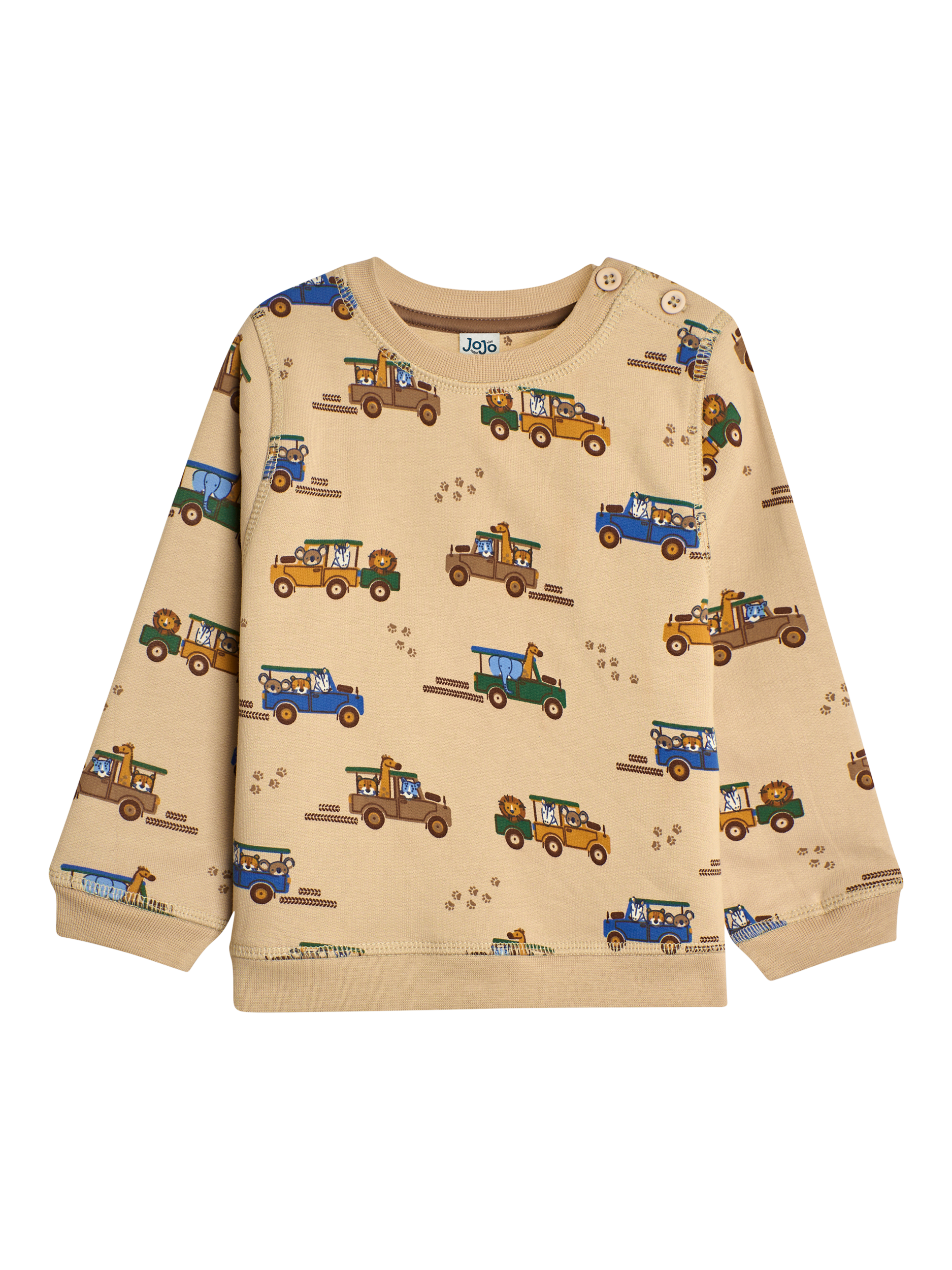 JoJo Maman Bébé Kids' Safari Jeep Print Jumper, Multi