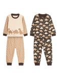 JoJo Maman Bébé Kids' Dinosaur Jersey Pyjamas, Pack of 2, Stone