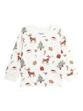 JoJo Maman Bébé Kids' Christmas Print Jersey Pyjama Set, Cream/Multi