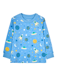 JoJo Maman Bébé Kids' Glow In The Dark Space Pyjama Set, Blue/Multi