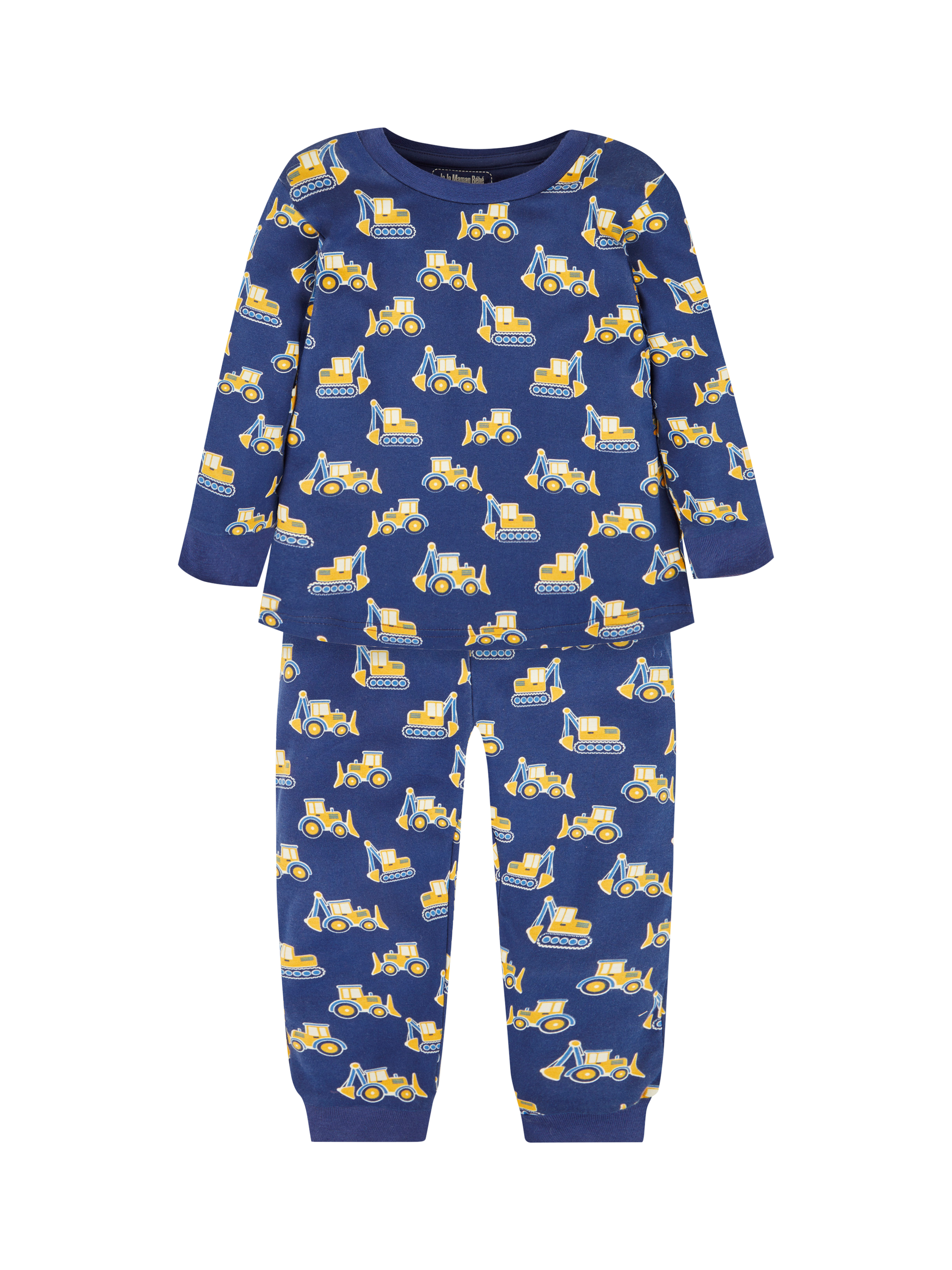 JoJo Maman Bebe Kids Glow In The Dark Digger Pyjamas Navy