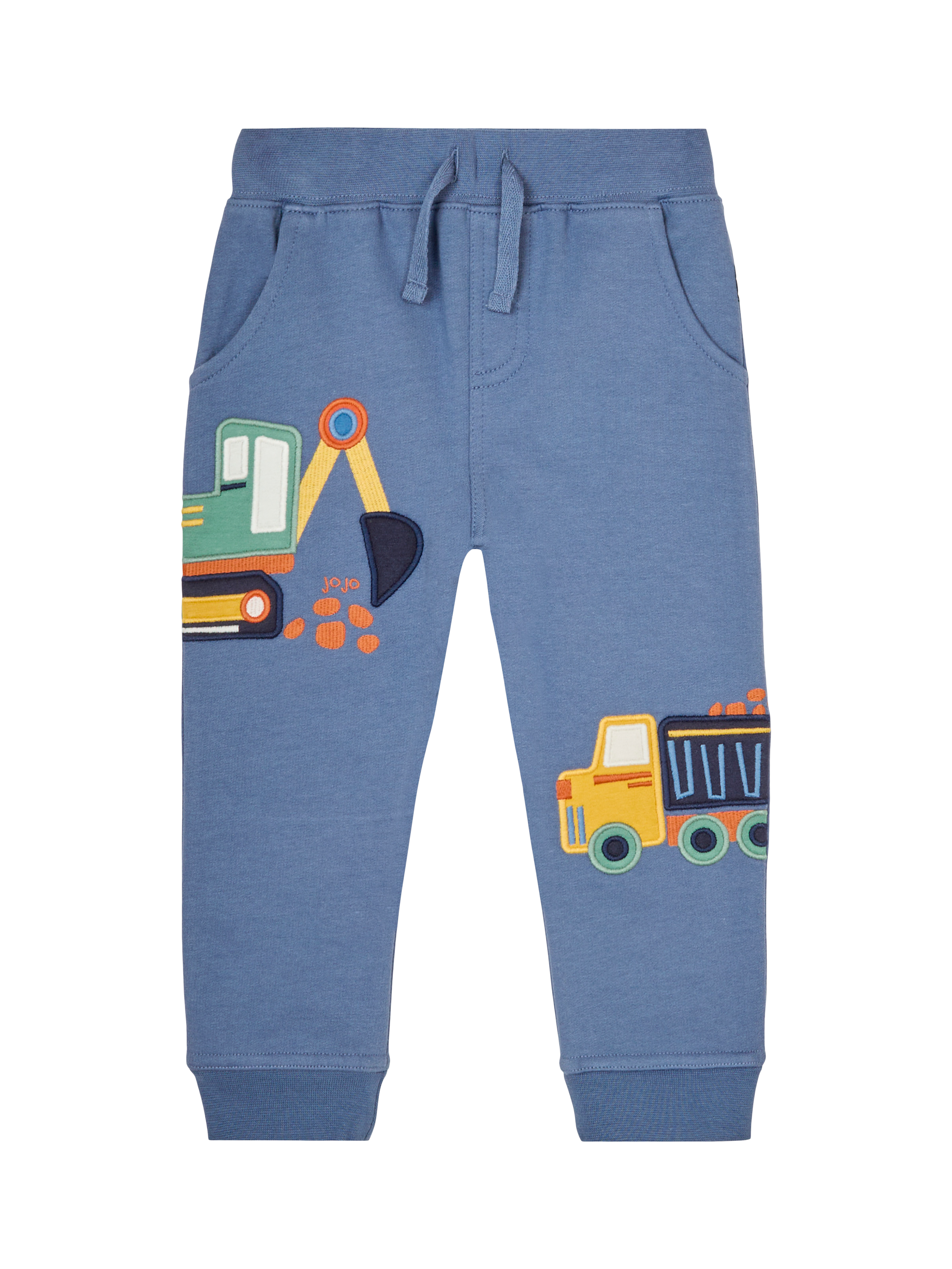 JoJo Maman Bébé Kids' Construction Applique Joggers, Denim/Multi