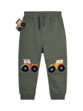 JoJo Maman Bébé Kids' Tractor Applique Joggers, Khaki