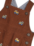 JoJo Maman Bébé Kids' Tractor Embroidered Dungarees, Toffee