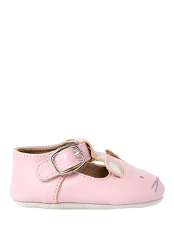 JoJo Maman Bébé Baby Classic Leather Buckle Shoes, Pink, Pink