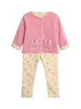 JoJo Maman Bébé Baby Floral Bodysuit, Trousers & Reversible Jacket Set, Cream/Pink