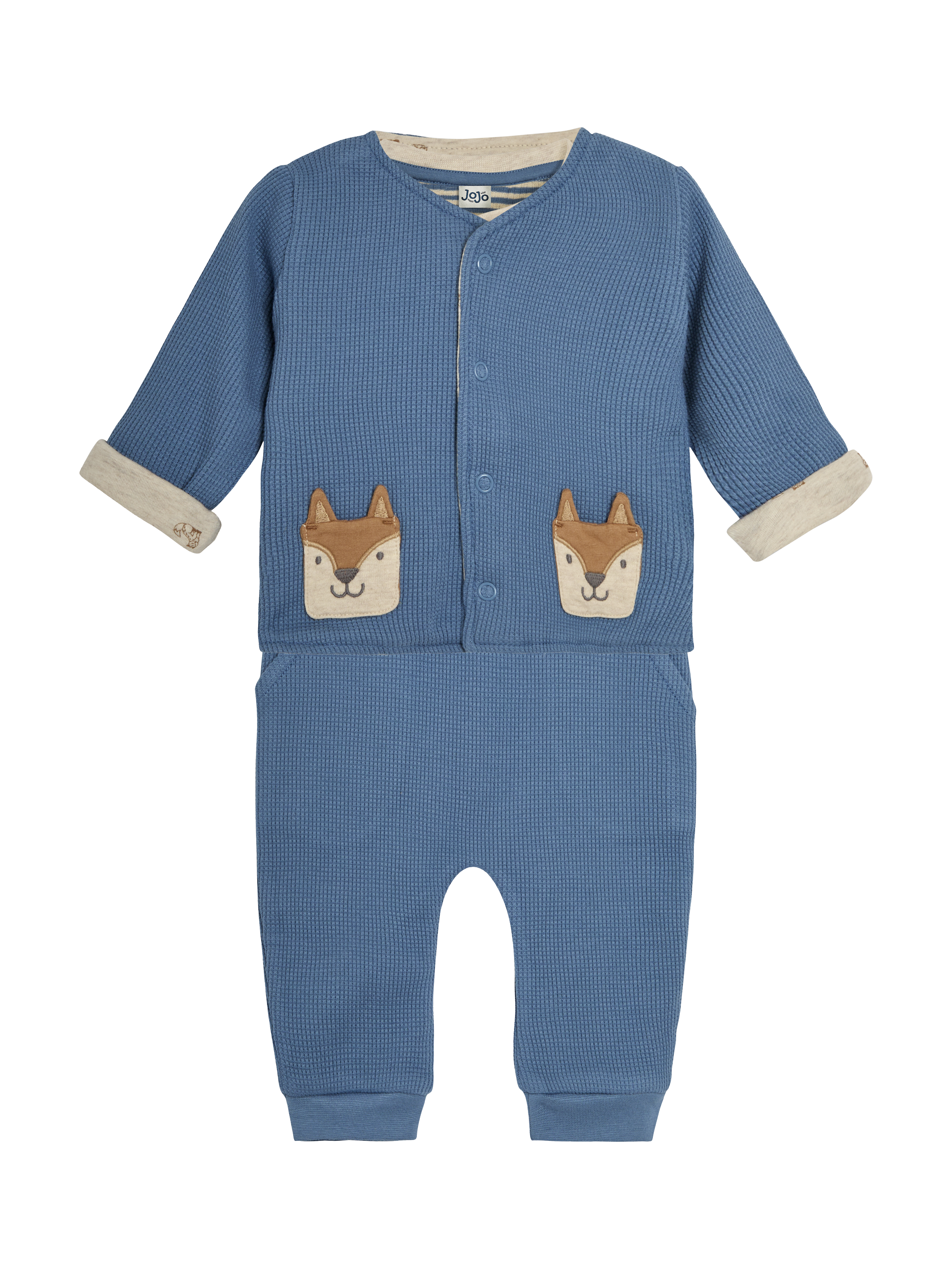 JoJo Maman Bébé Baby Velour Fox Set, 3-Piece, Denim