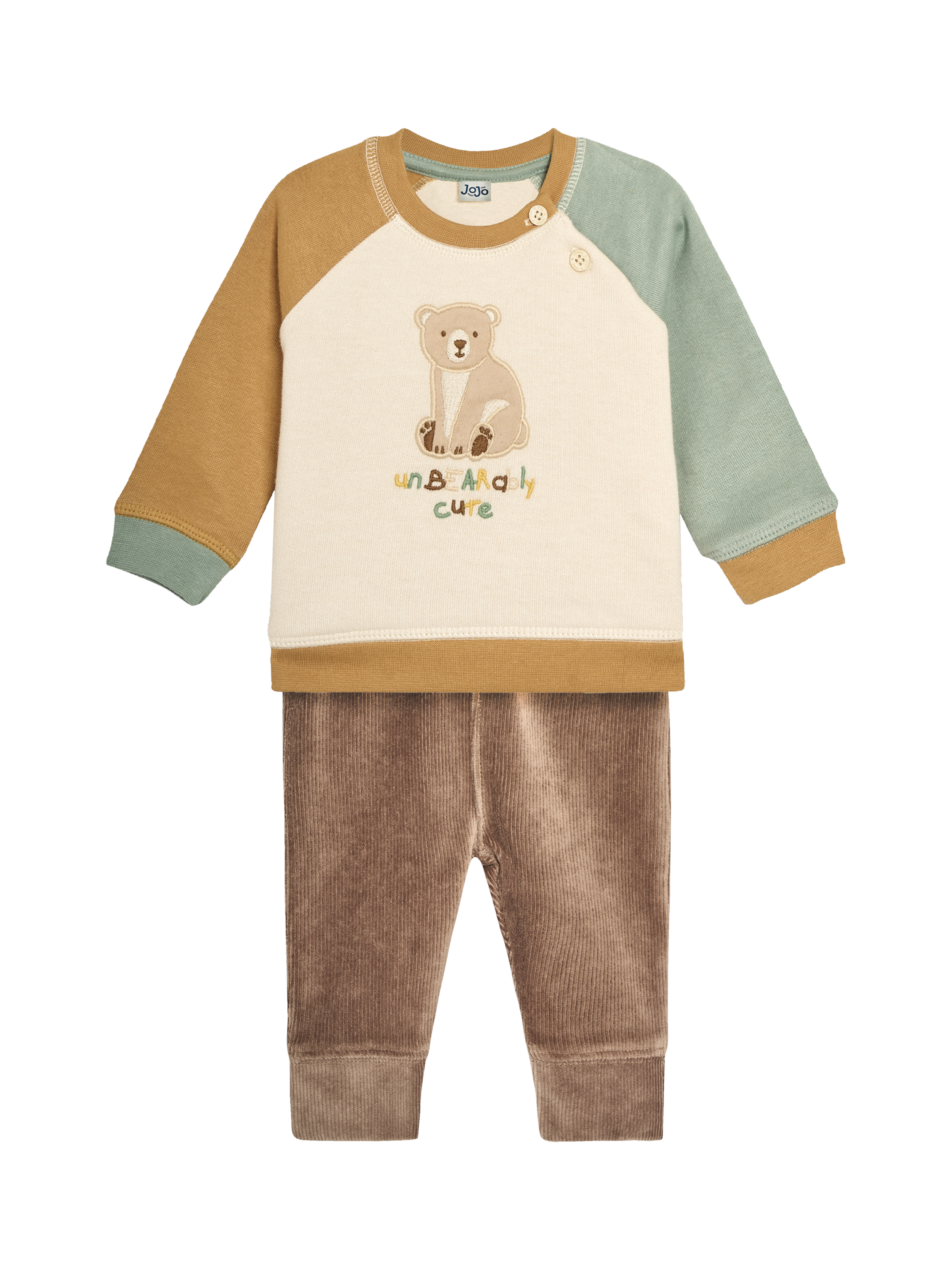 JoJo Maman Bebe Baby Bear Sweatshirt Joggers Set Ecru