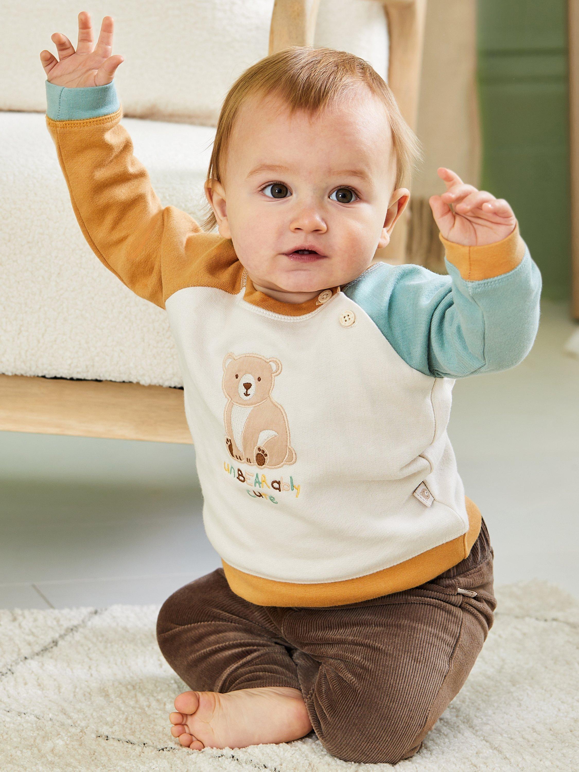 Product image 4 of 7, which shows JoJo Maman Bébé Baby Bear Sweatshirt & Joggers Set, Ecru, 0-3 months