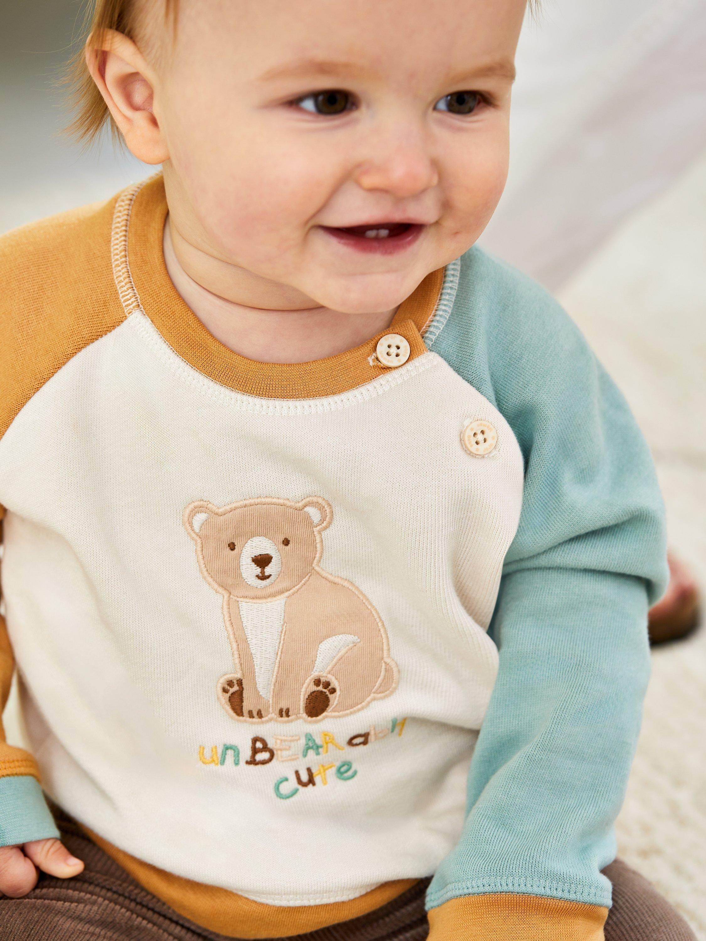Product image 7 of 7, which shows JoJo Maman Bébé Baby Bear Sweatshirt & Joggers Set, Ecru, 0-3 months