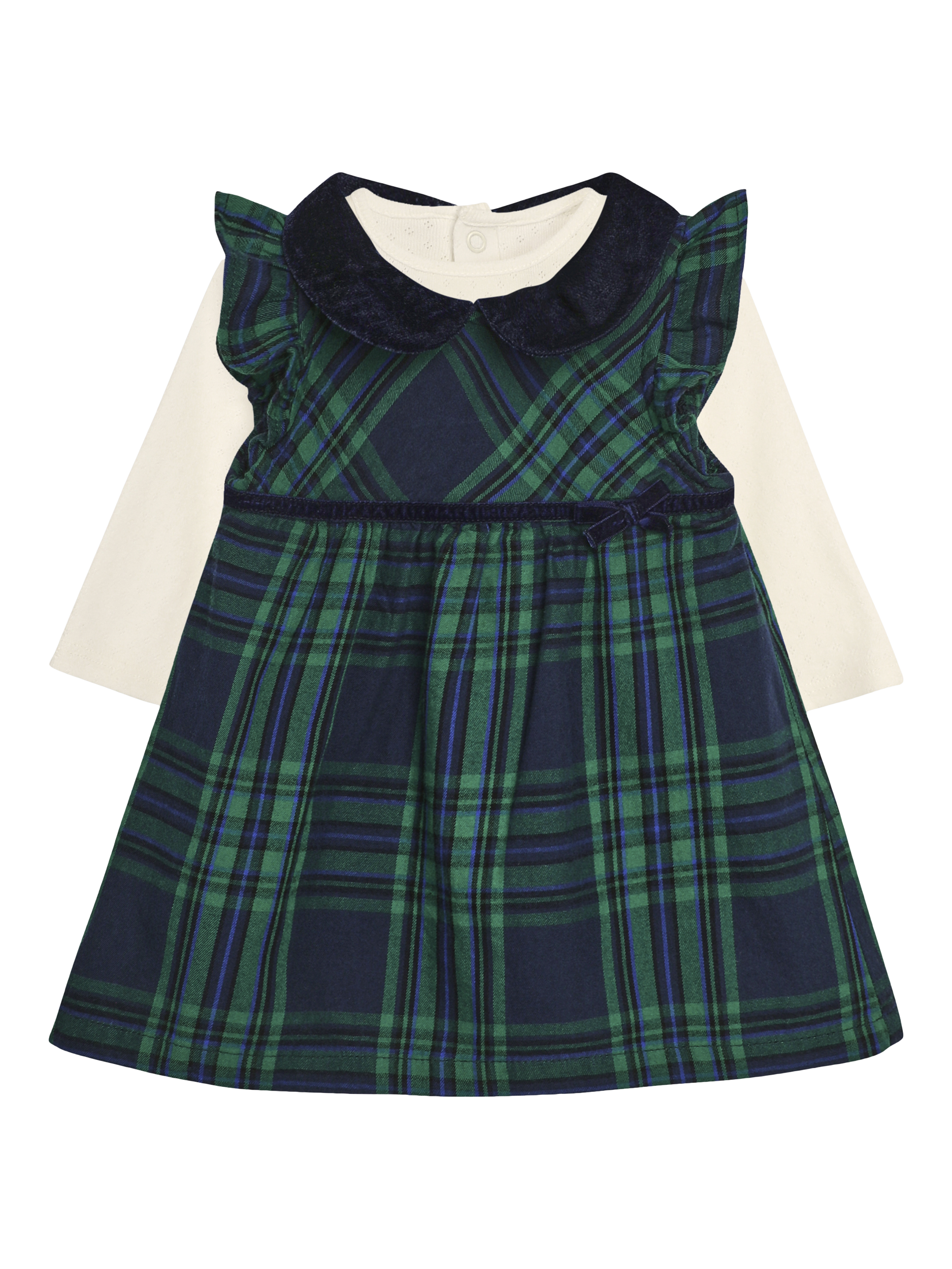 JoJo Maman Bébé Baby Tartan Dress and Body Set, Green
