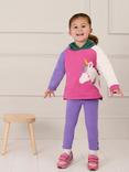 JoJo Maman Bébé Kids' Unicorn Hoodie & Leggings Set, Pink/Multi