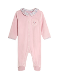 JoJo Maman Bébé Baby Ditsy Velour Sleepsuit, Pink